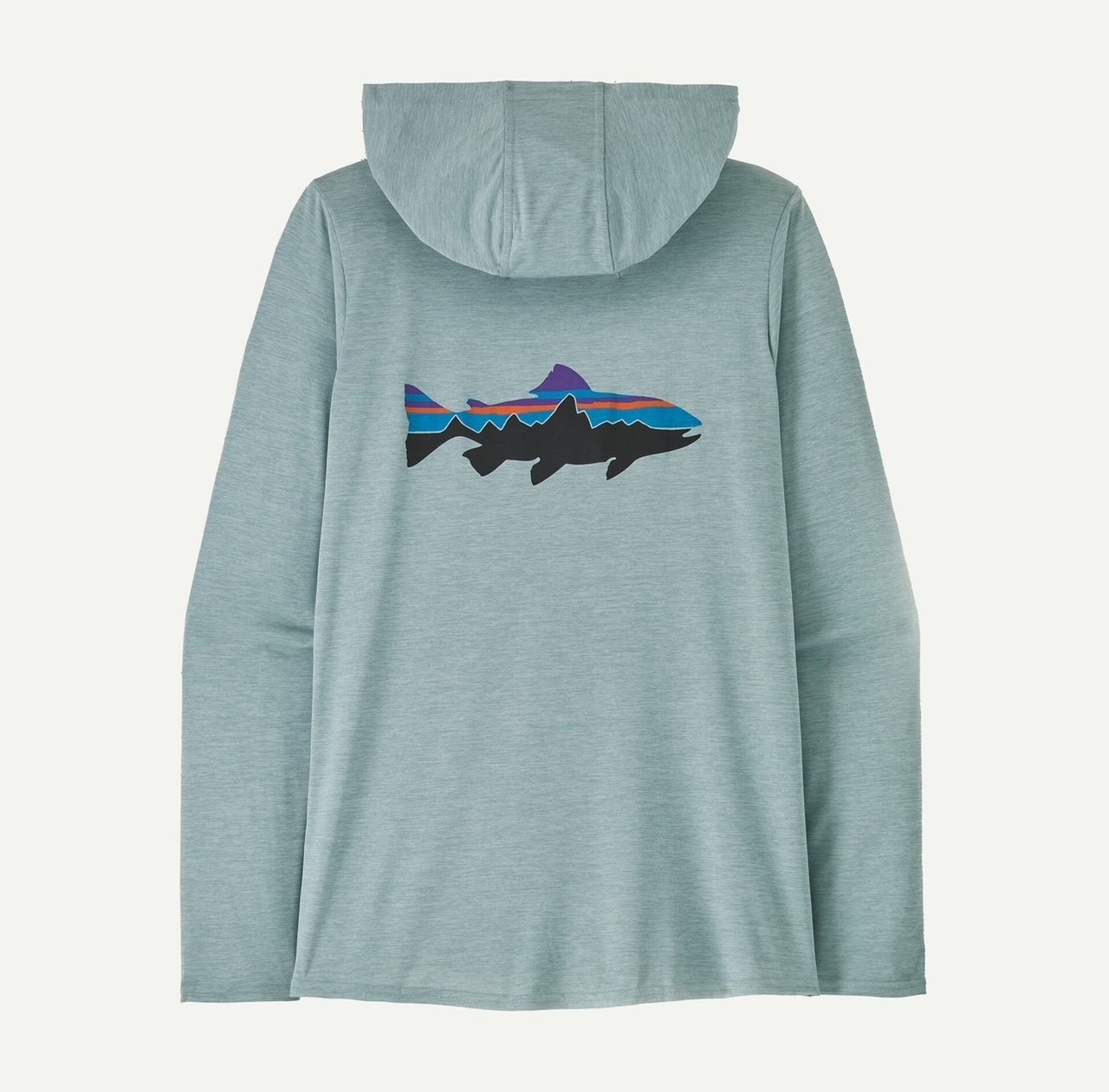 Patagonia W's Capilene Cool Daily Graphic Hoody - Fitz Roy Trout: Thermal Blue X-Dye - XS